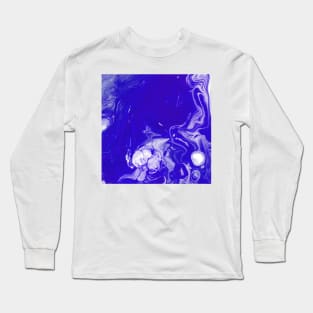 Blue Abstract Liquid Art Long Sleeve T-Shirt